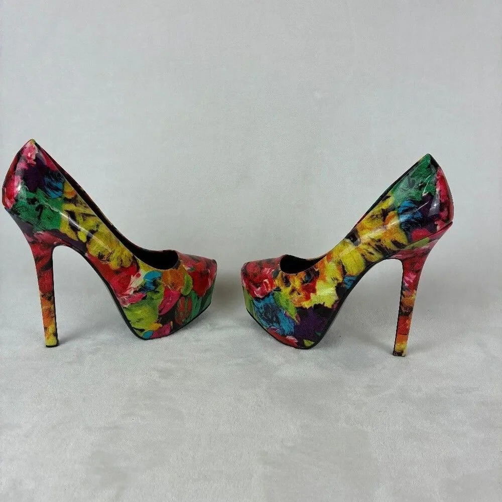 Steve Madden Dejavu Floral Platform Stiletto Heels Women’s Size 8.5 Pumps Garden